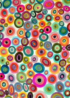 an abstract painting with many circles on it