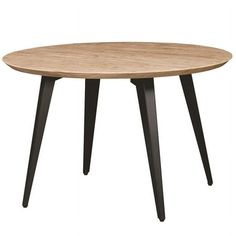 an oval wooden table with black legs