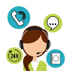 a woman wearing headphones with icons surrounding her