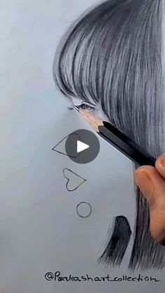 someone is drawing a woman's face with pencils on the white paper and it looks like she has long gray hair