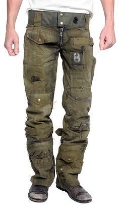 JUNKER Designs - CALL OF DUTY Army Pants from J RANSOM Clothing Store - J Ransom Clothing Store Combat Style Khaki Cargo Pants With Belt Loops, Khaki Combat Cargo Pants With Belt Loops, Olive Military Style Pants For Streetwear, Military Style Khaki Pants With Belt Loops, Military Style Khaki Jeans With Cargo Pockets, Male Styles, Dystopia Rising, Apocalyptic Clothing, Post Apocalyptic Fashion