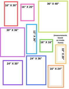 the size and width of different frames are shown in this image, with measurements for each frame