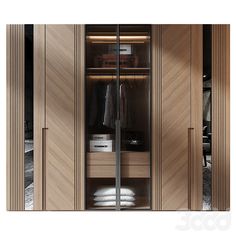 the closet is made up of wood and has glass doors that open to let in plenty of light