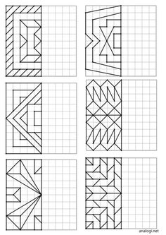 four squares that have been drawn with different lines