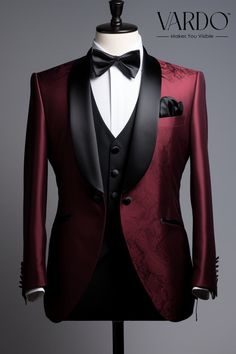 >>ORIGINAL ARTWORK AND CONTENT, PLEASE DO NOT COPY<< Men Suits, Suits For Man, Elegant Burgundy Tuxedo Suit for Men - Premium Quality, Perfect for Special Occasions, Formal Attire, Formal piece Wedding Suit, Double Breasted, Formal Fashion Slim Fit Suit. Step into sophistication with our exquisite burgundy tuxedo suit for men. This premium quality ensemble is tailor-made to elevate your style on special occasions. Crafted with attention to detail, our must-have tuxedo is designed to make a lasting impression. 🎩 Tuxedo Fashion - Elevate your style 👔  Men's Formal Wear - Impeccable elegance 🌟 Special Occasion - Create memories in style 💼 Groomsmen Attire - Perfect for weddings 🎉 Black Tie Event - Be the center of attention 🍷   Burgundy Tuxedo - Unparalleled sophistication This sophisti All Red Tuxedo Wedding, Black Man Burgundy Suit, Burgundy Tuxedo Men, Groom Tuxedo Colors, Magenta Suit Men, Texido For Mens, Wine Red Tuxedo, Black And Red Groomsmen Attire, Burgundy Tuxedo Wedding