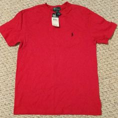 Red Polo By Ralph Lauren T-Shirt Pairs Well With Shorts Or Pants. Classic Style. Casual Red Plain T-shirt, Ralph Lauren Tshirt, Red Polo, Ralph Lauren Shirt, Polo By Ralph Lauren, Kids Shirts, Polo Ralph, Shirts Tops, Classic Style