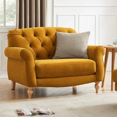 Hebden Loveseat - Mustard – DUSK Yellow Loveseat, Small Loveseat, Settee Couch, Snug Room, Sofa Dining Table, Snuggle Chairs, Sofa Bed Mattress, Corner Sofa Chaise, Velvet Loveseat