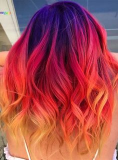 Sunset Hair Color, Sunset Hair, Caring For Colored Hair, Coloured Hair, Multicolored Hair