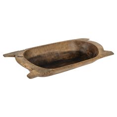 an old wooden bowl on a white background