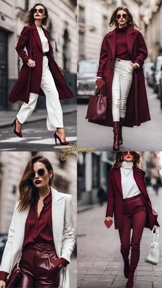 Inspirate en estos outfits con burdeos, color ideal para el otoño! #glammer #asesoriadeimagen #outfits #modayestilo Burgundy Outfit, Color Combos Outfit, Mode Casual, Red Coat, Mode Inspo, Looks Chic, Autumn Outfit, Style Mistakes