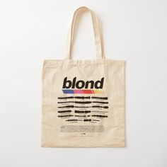 a tote bag with the words blond printed on it's front and back