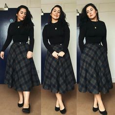 Skirt Images, Retro Pin Up, Modesty Fashion, Church Outfits, Pinterest Fashion, Plaid Skirt, Mode Vintage, Modest Outfits, Skirt Outfits