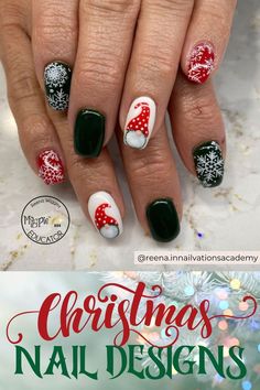 Gnomes Nails Design, Christmas Nails Gnome, Nail Ideas Red And White, Gnome Christmas Nails, Nails Gnome, Christmas Nails Red And Gold, Nails Christmas French, Christmas Gnome Nails, Christmas Nail Ideas Red