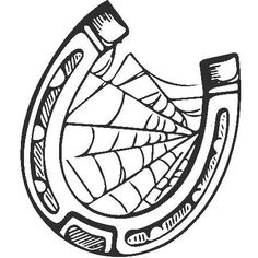 a black and white drawing of a banana with a spider web on it's side