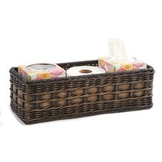 PRICES MAY VARY. Antique Walnut Brown, Outside Dims: 16"L x 6"W x 5"H, Inside Dims: 14.5"L" x 4.5"W" x 4.5"H (basket is handcrafted using natural materials, therefore item may vary in color and size) This bathroom storage basket is designed to be your ultimate in functional design. It’s just the right size for over the toilet storage or general bathroom organization. It’s also perfect for any decorative use. Bathroom storage bin holds a box of tissues and a roll of paper side by side. Also works Toilet Tank Basket, Guest Bath Decor, Atl Apartment, Barnsley Resort, Easy Bathroom Organization, Guest Bath Ideas, Wicker Laundry Hamper, Produce Baskets, Wicker Hamper