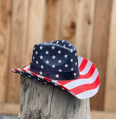 "Raffia Straw hat, Patriotic Cowboy Flag Hat, one size fits all, overall size 15x14 inside circumference about 23.25\" straw hat offers great sun protection" Patriotic Brimmed Summer Hats, Red Patriotic Summer Hat, American Flag Cowboy Hat, Patriotic Hats For Outdoor, One Size Fits Most, Patriotic Baseball Cap, One Size Fits Most, Flag Hat, Straw Hat, Sun Protection, One Size Fits All