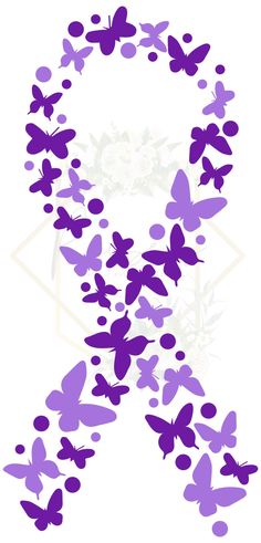 purple butterflies in the shape of a ribbon