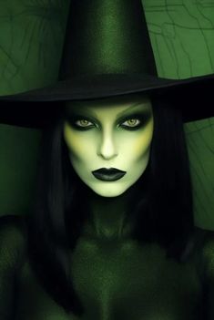 45+ Horrifying Halloween Makeup Ideas for Women - HubPages Witch Makeup Green Face, Halloween Costumes Women Villian, Painted Witch Face, Classic Witch Makeup, Green Witch Face Paint, Halloween Face Paint Women, Makeup Bruja Halloween, Green Witch Makeup Halloween, Witch Inspired Makeup