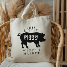 this little piggy went to market bag sitting on a chair