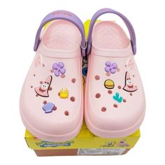 Nwt Sketchers Foamies Sponge Bob Patrick Clogs Size: 6 Color: Pink/Purple This Clog Features A Flexible Perforated Foamies Upper With Ama Convertible Heel Strap And A Cushioned Comfort Footbed. Casual Purple Clogs For Summer, Spring Purple Synthetic Clogs, Pink Beach Clogs With Rubber Sole, Purple Clogs For Summer Beach, Purple Beach Clogs For Summer, Purple Summer Beach Clogs, Purple Slip-on Beach Clogs, Purple Slip-on Clogs For Summer, Pink Open Toe Non-slip Clogs