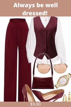 White And Red Outfits For Women, Red And White Outfit Casual, Chic Style Outfits Classy, Stylish Work Outfits Classy, Red Gold Outfit