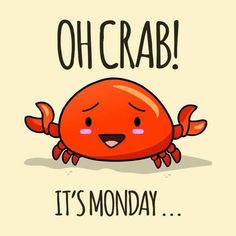 an orange crab with the words oh crab it's monday