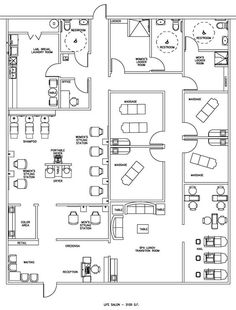 an office floor plan with two separate rooms and one living room on the other side