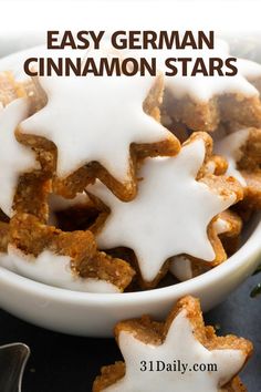 easy german cinnamon stars in a white bowl