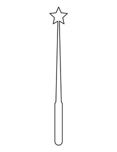 a black and white line drawing of a baseball bat with a star on the top