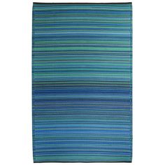 a blue and green striped rug on a white background with no one in the photo