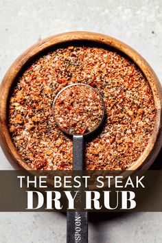 You’ll never go back to store-bought steak seasoning after trying this Steak Dry Rub! Made from a handful of savory and smoky spices, the rub forms a beautiful crust while infusing your steak with mouthwatering flavors. // grilling // marinade Steak Dry Rub Recipe Grilling, Best Steak Seasoning Dry Rubs, Flank Steak Dry Rub Recipe, The Best Steak Seasoning, Ribeye Steak Dry Rub Recipe, Best Steak Rub Recipe, Dry Rub Steak Seasoning, Best Steak Seasoning Grilling, Steak Spice Recipe