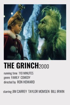 the grinch 2000 movie poster with an image of a boy and a gorilla in costume