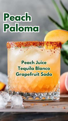 Peach Paloma Mexican Cocktail, Mexican Cocktails, Peach Cocktail, Paloma Cocktail, Peach Sangria, Grapefruit Soda