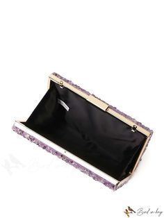 BirdinBag - Chic Stone Chain Box Bag - Perfect for Party and Events Purple Rectangular Box Bag For Gift, Rectangular Purple Box Bag As Gift, Rectangular Box Bag With Chain Strap For Parties, Rectangular Purple Box Bag Gift, Chic Purple Clutch As A Gift, Formal Bag With Chain Strap And Rectangular Case, Formal Rectangular Case Bag With Chain Strap, Party Rectangular Box Bag With Chain Strap, Rectangular Party Shoulder Bag