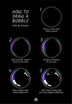 how to draw a bubble with different colors and shapes on the bottom half of it