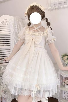 Ivory Ruffle Hanayome Bowknot Lace Sweet Princess Lolita Dress – LolitaInside