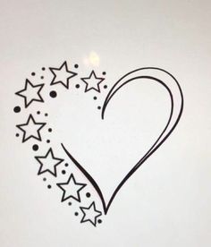 a drawing of a heart with stars on it