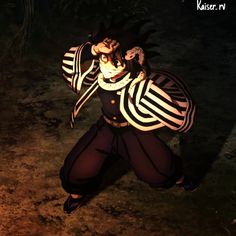 an anime character is posing in the dark