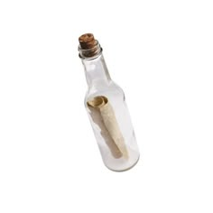 an empty glass bottle with a cork in it