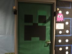 a door decorated to look like a pacman