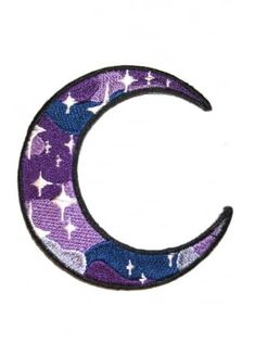 the letter c is made up of purple and blue fabric with white stars on it