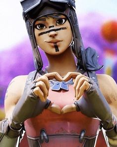 an animated character is making a heart shape with her hands