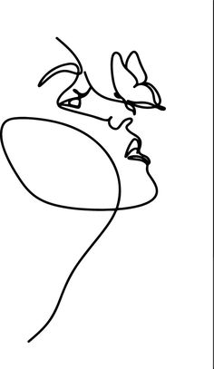 a black and white line drawing of a woman's face with her eyes closed