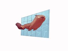 an animal floating on top of a tiled wall