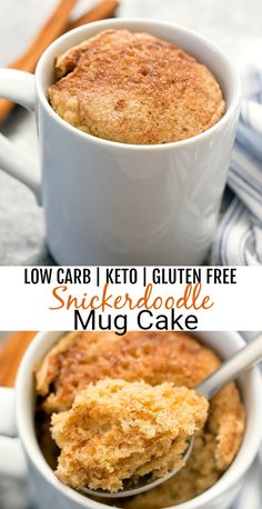 low carb keto gluten free coffee mug cake in a white mug