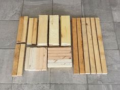 several pieces of wood laid out on the ground