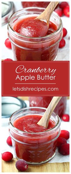 homemade cranberry apple butter recipe in jars