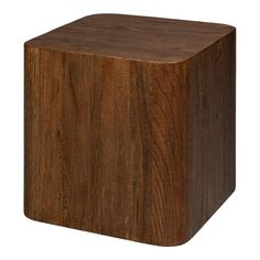 a square wooden box sitting on top of a white background