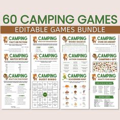 printable camping games bundle for kids and adults