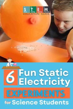 an orange balloon with the words fun static electricity experiments for science students